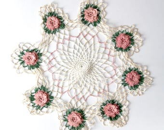 Tapete floral vintage tejido a mano