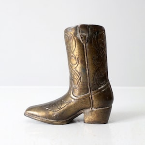 mid-century brass cowboy boot statue