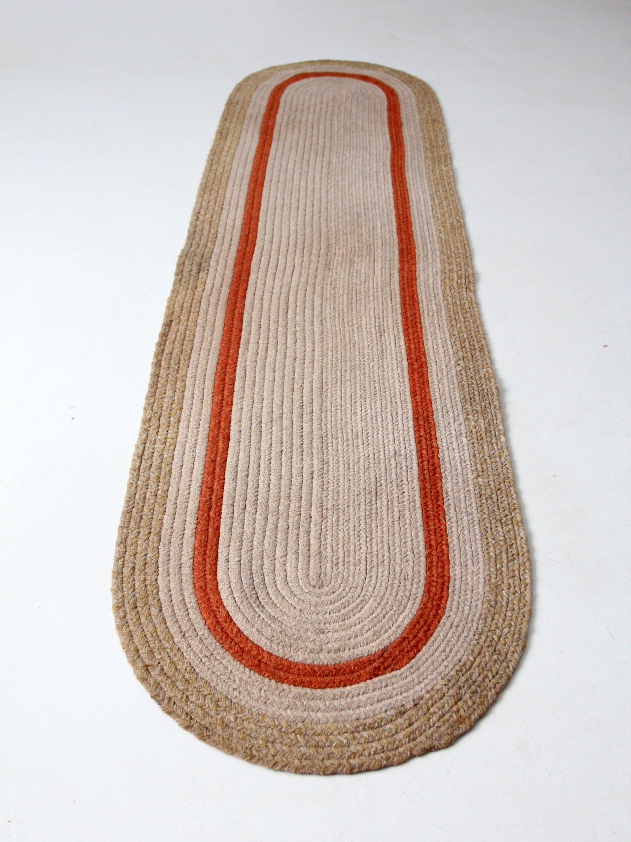 Vintage Braided Wool Rug 9 Ft Etsy UK