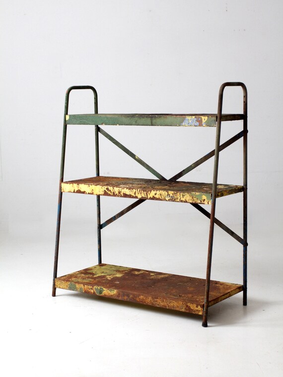 【SALE】vintage iron shelf 1180*800*310 Vintage Industrial Metal Shelves - Etsy
