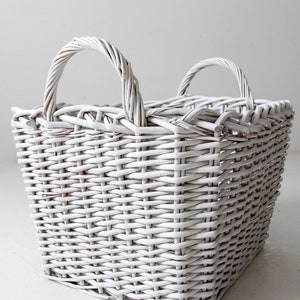 vintage large white storage basket image 8