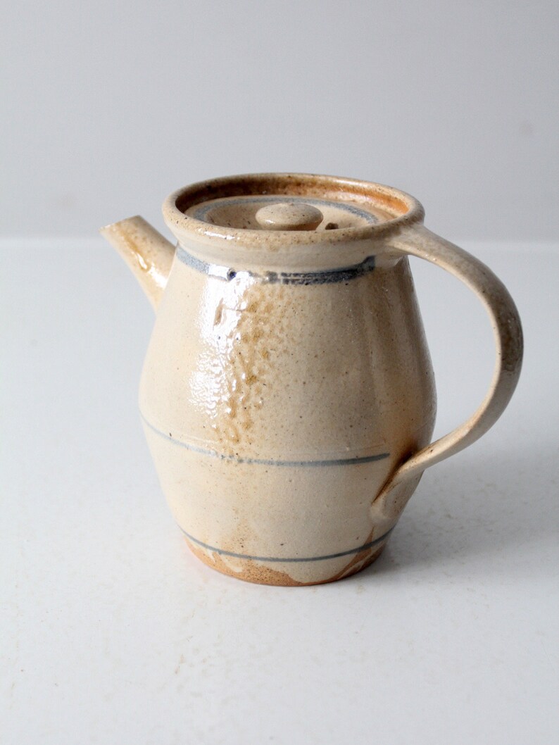 vintage studio pottery pitcher with lid image 5