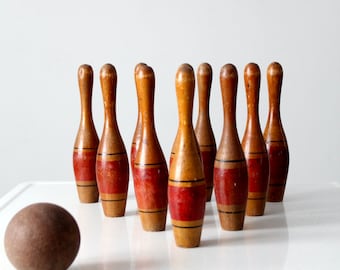 アンティークの木製スキットル、卓上ボウリングゲーム - Etsy 日本