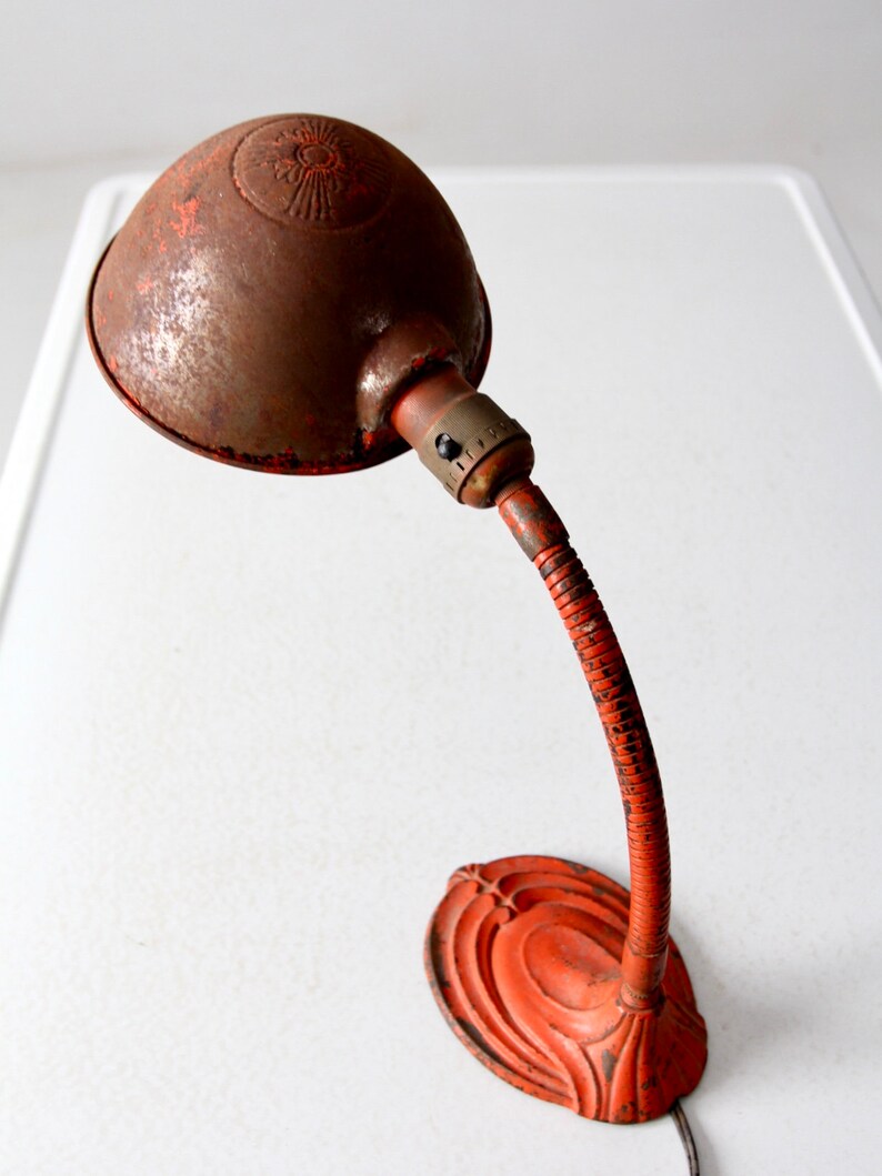 vintage red gooseneck desk lamp image 6