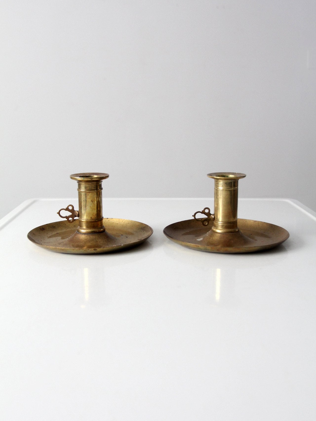 Antique Brass Pushup Candle Holders Pair Etsy UK