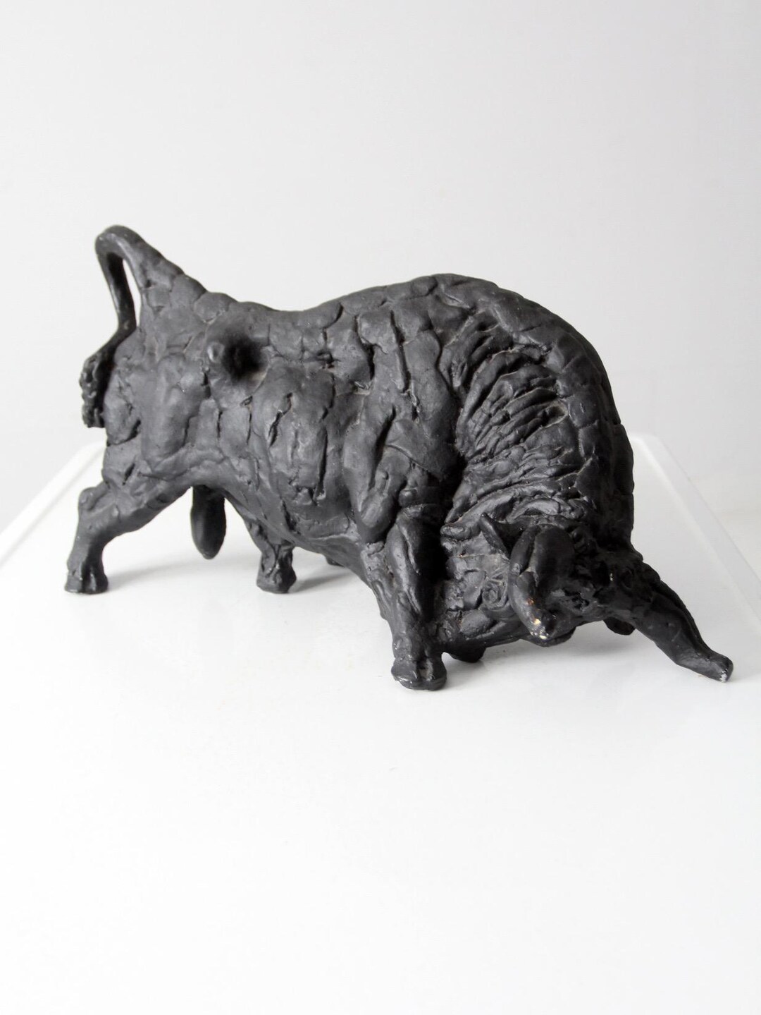Vintage Cast Iron Bull Sculpture - Etsy