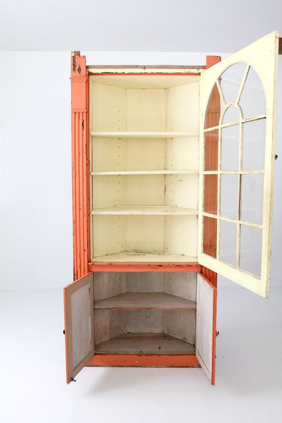 Antique Corner Cabinet Painted China Primitive 50
