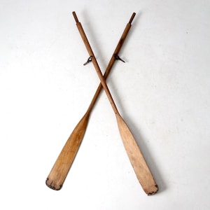 vintage wooden oars pair