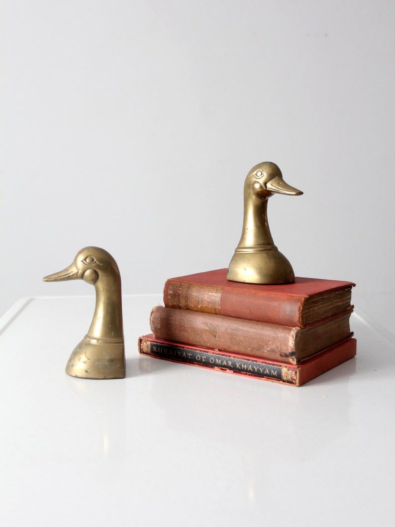 Midcentury Brass Duck Bookends Brass Bird Book Ends Etsy Canada