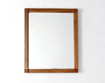 vintage oak beveled mirror