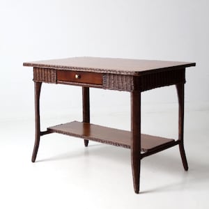 antique wicker library table
