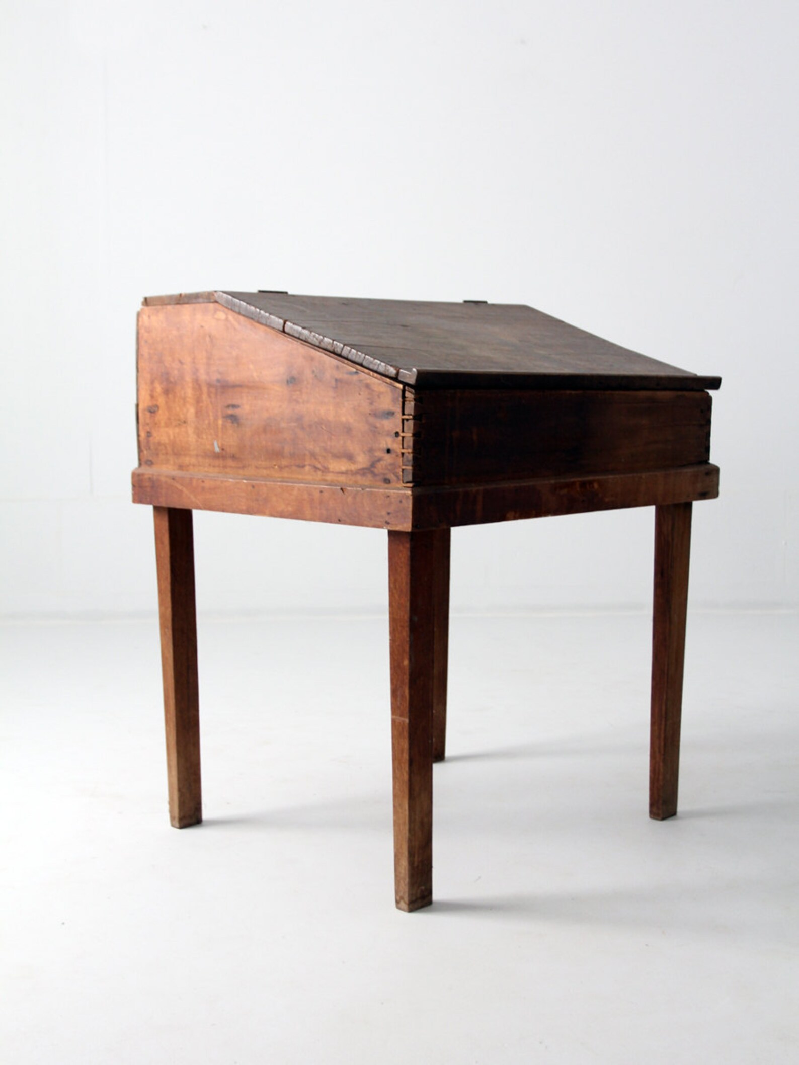 Antique slant top desk wood clerk or writing desk Etsy