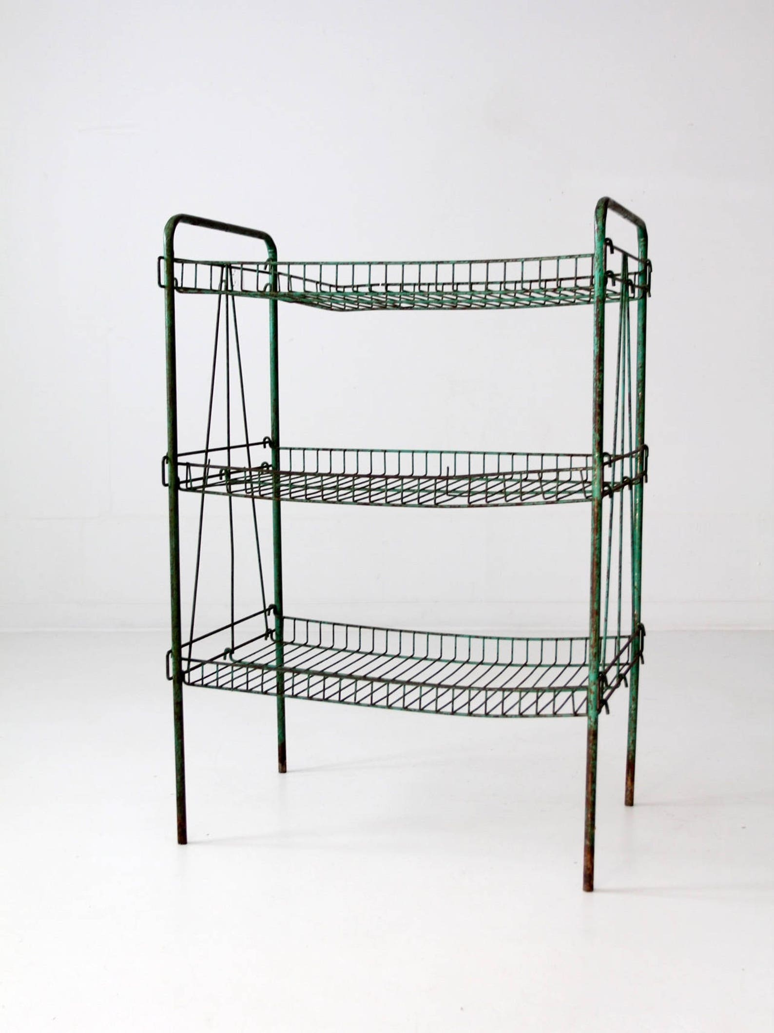 Industrial Wire Rack Vintage Green Metal Shelf Etsy