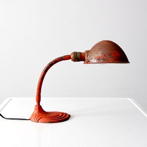 vintage red gooseneck desk lamp image 1