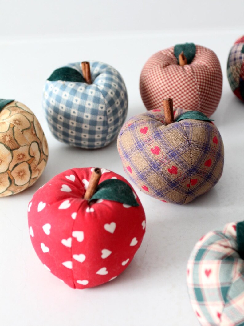 Vintage Hand-made Fabric Apple Ornaments Set of 9 - Etsy