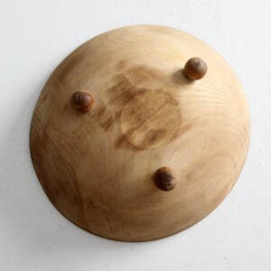 vintage hand-painted footed wood bowl image 7