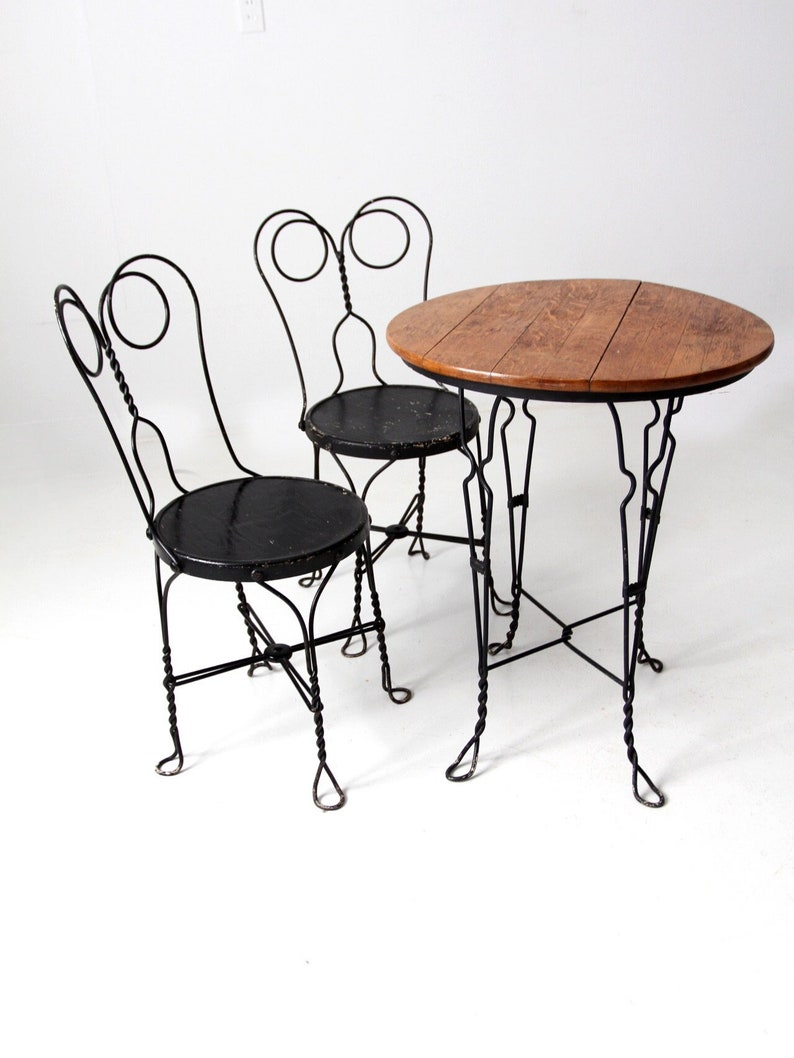 Antique Ice Cream Parlor Table and Chair Set Etsy