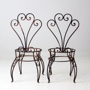 vintage wrought iron garden chairs pair image 7