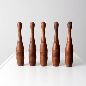 antique wooden skittles, small turned wood pins