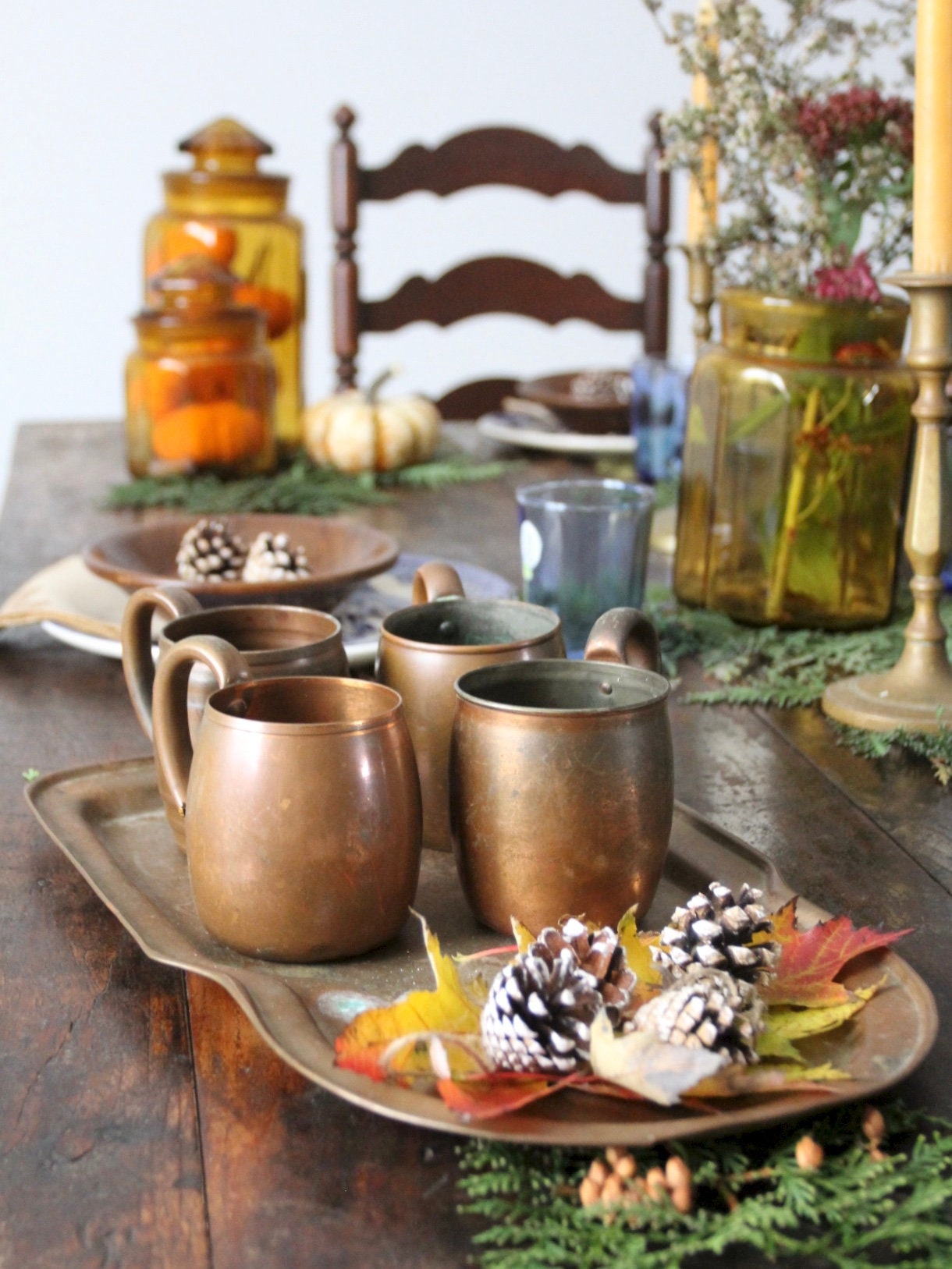 Antique Copper Mugs Set/6 - Etsy