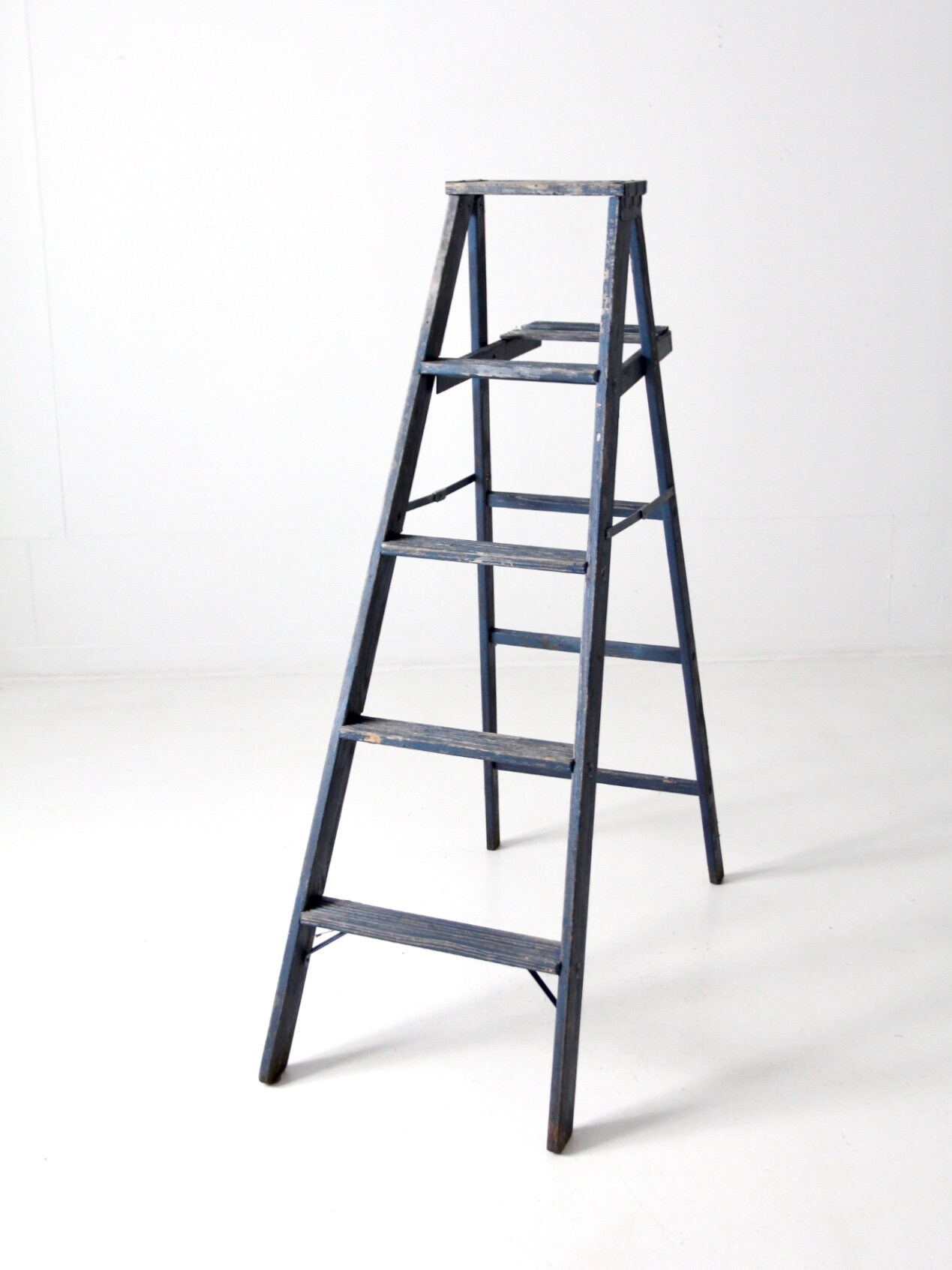 Vintage Blue Wooden Ladder, Decorative Ladder - Etsy