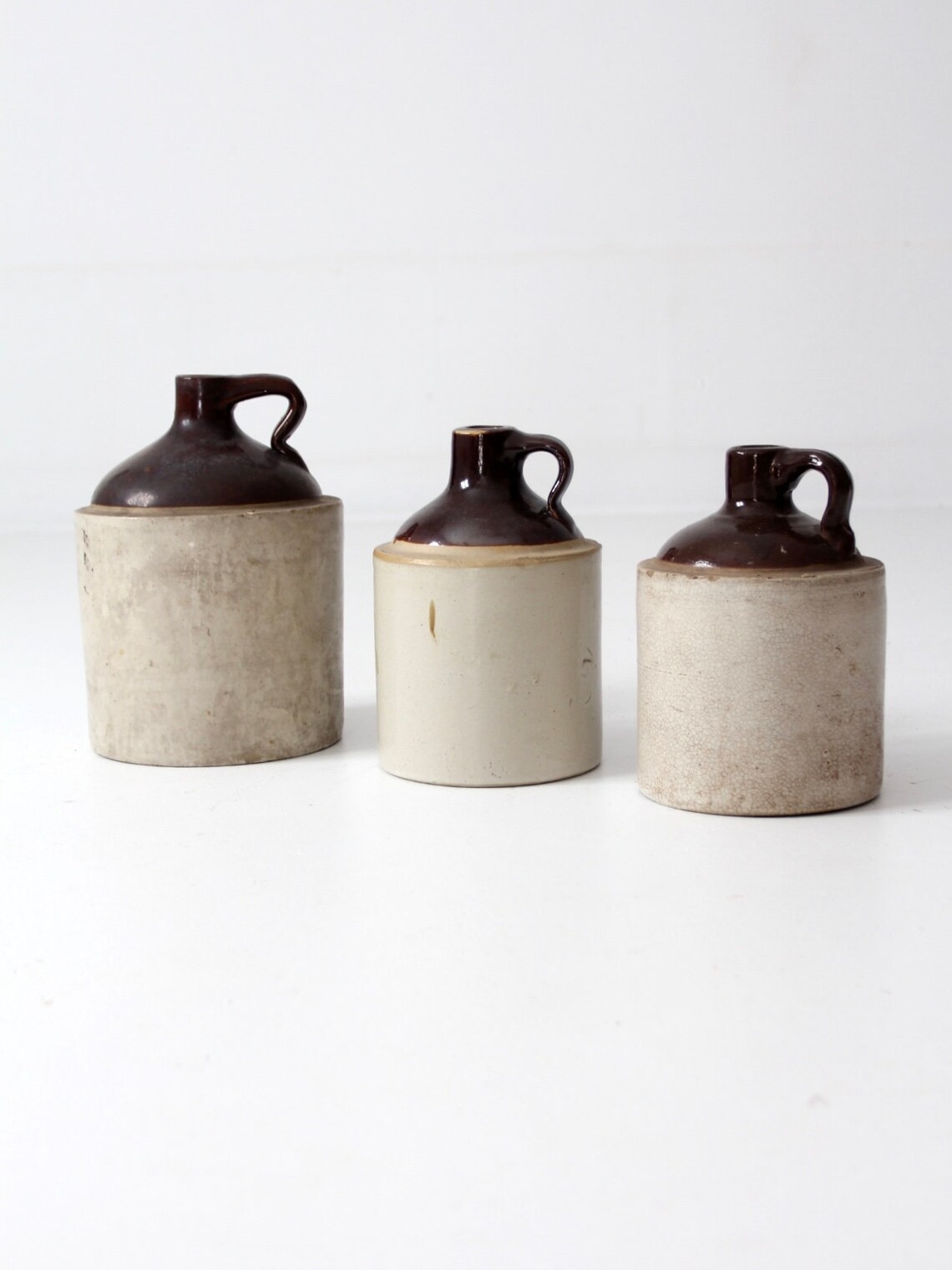 Antique Stoneware Jugs Set/3 Albany Slip Crock Jugs Etsy