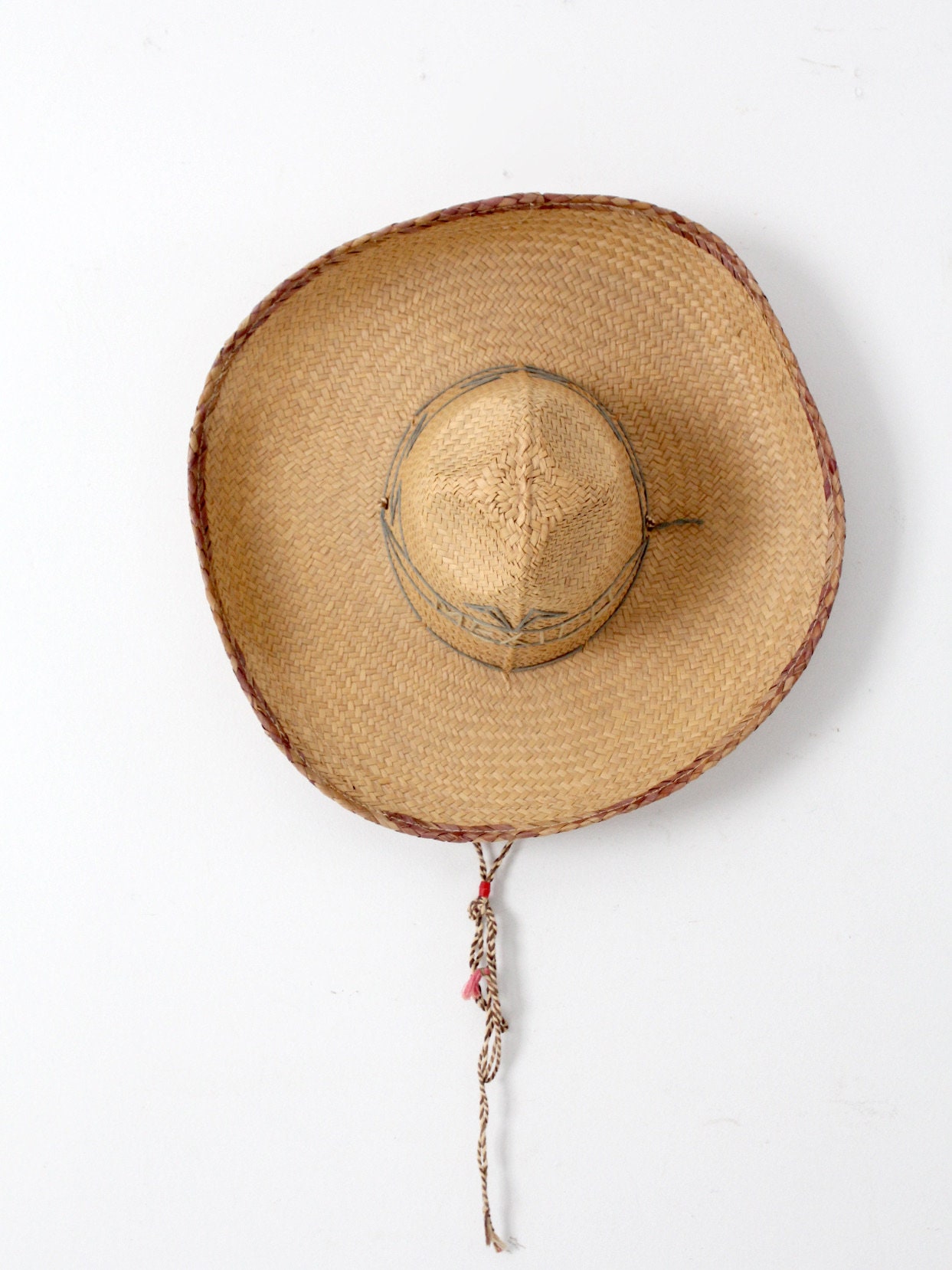 Vintage Mexican Straw Hat Sombrero (2) Handmade Old World Youth  14\