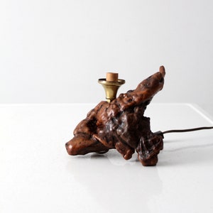 mid-century burl wood lamp