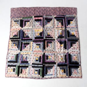 vintage handmade log cabin quilt