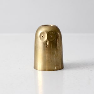 mid-century brass owl candlestick holder
