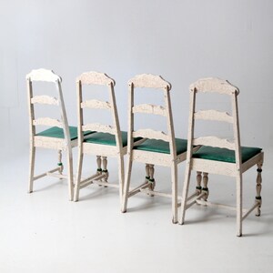 Vintage Painted Wood Dining Chairs Set of 4 - Etsy