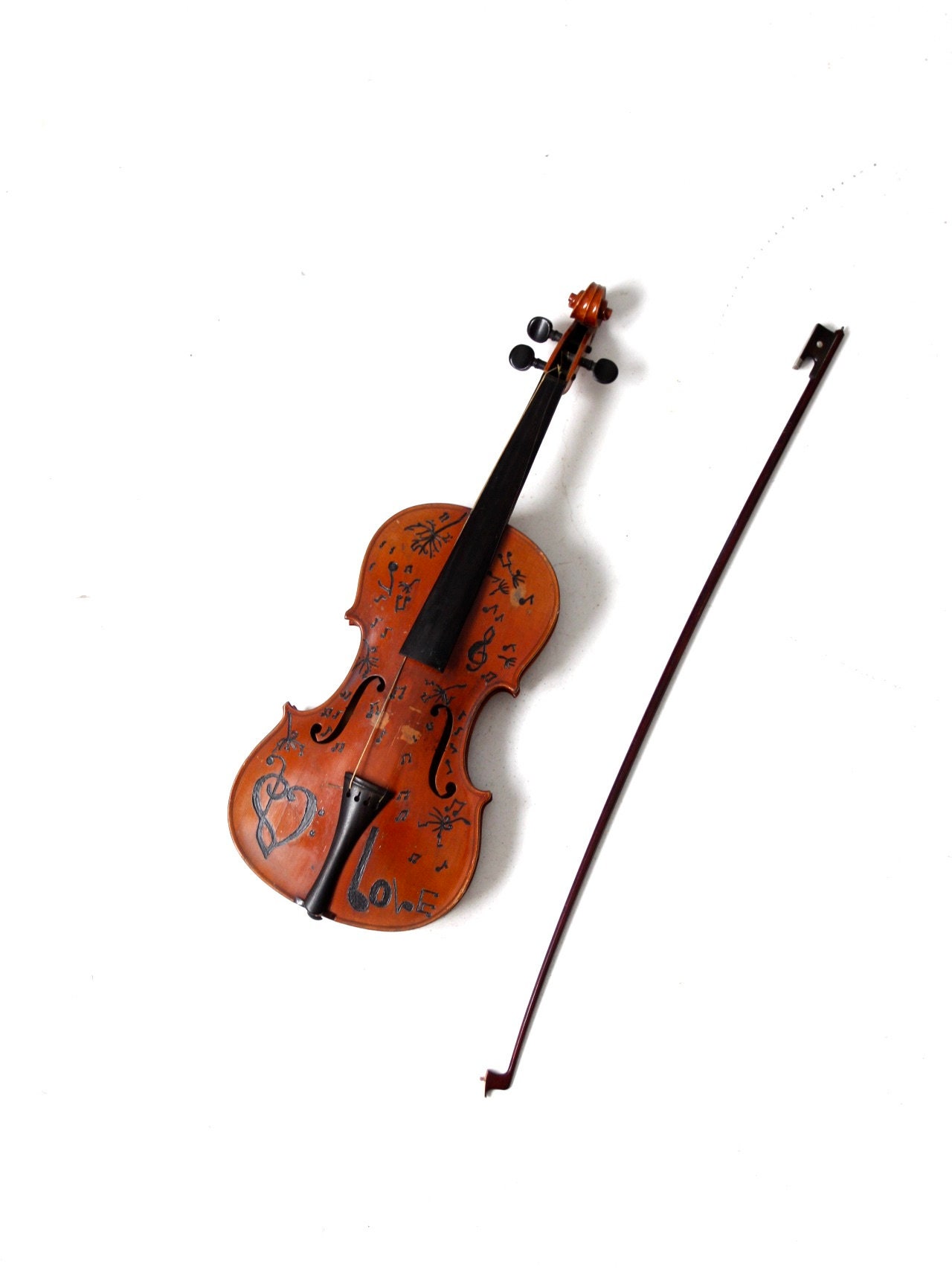 viovio　バイオリン Vintage Carved Violin, Boho Hippie Music Love Instrument - Etsy