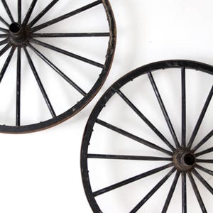 antique wagon wheels, large wooden spoke wheels set/2