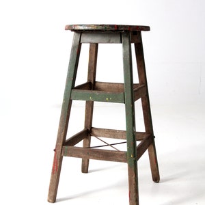 Vintage Rustic Wooden Stool - Etsy