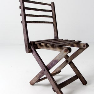 vintage children's chair, rustic wood folding chair image 2