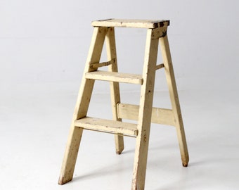 vintage painted wooden step ladder