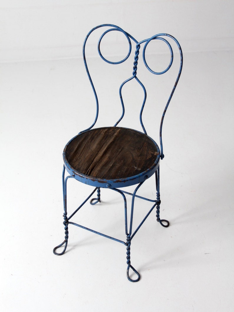 Vintage Blue Metal Bistro Chair Ice Cream Parlor Cafe Chair Etsy