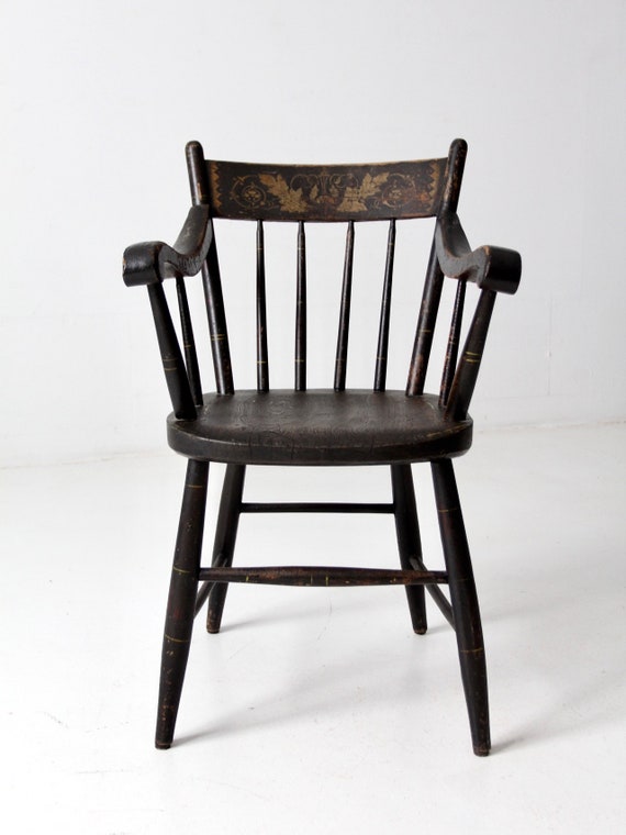 Antique Woolhiser Painted Hitchcock Style Arm Chair - Etsy