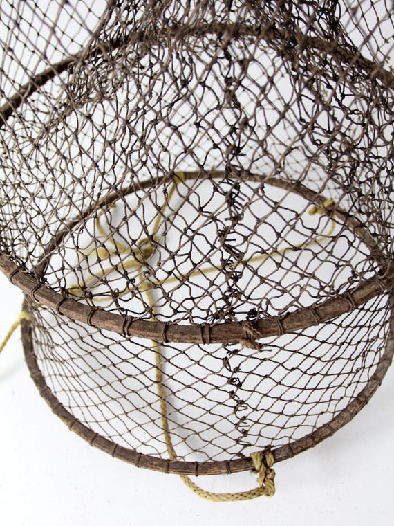 Vintage Fyke Net, XL Fishing Net -  Sweden