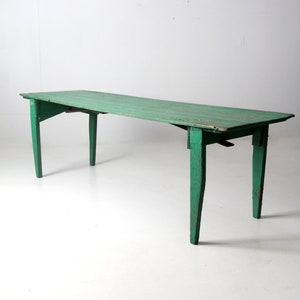 antique green wooden folding table 8 ft