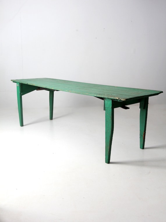 Antique Green Wooden Folding Table 8 Ft Etsy UK