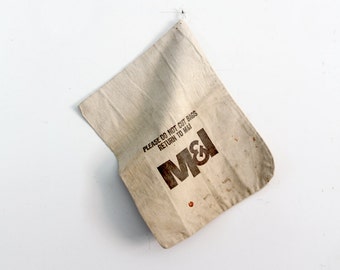 borsa da banca vintage, borsa per soldi in tela, tessuto tipografico