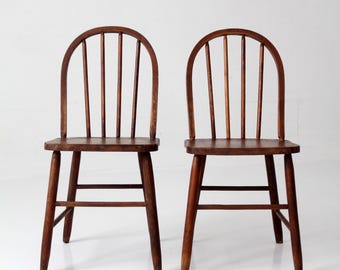 vintage Windsor style spindle back chairs pair
