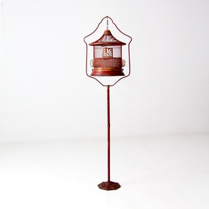 antique bird cage, red birdcage on stand