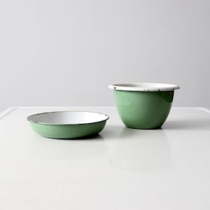 vintage Swedish enamelware bowl set