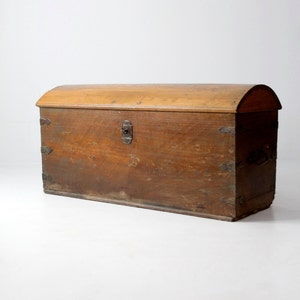 antique wood trunk, antique chest