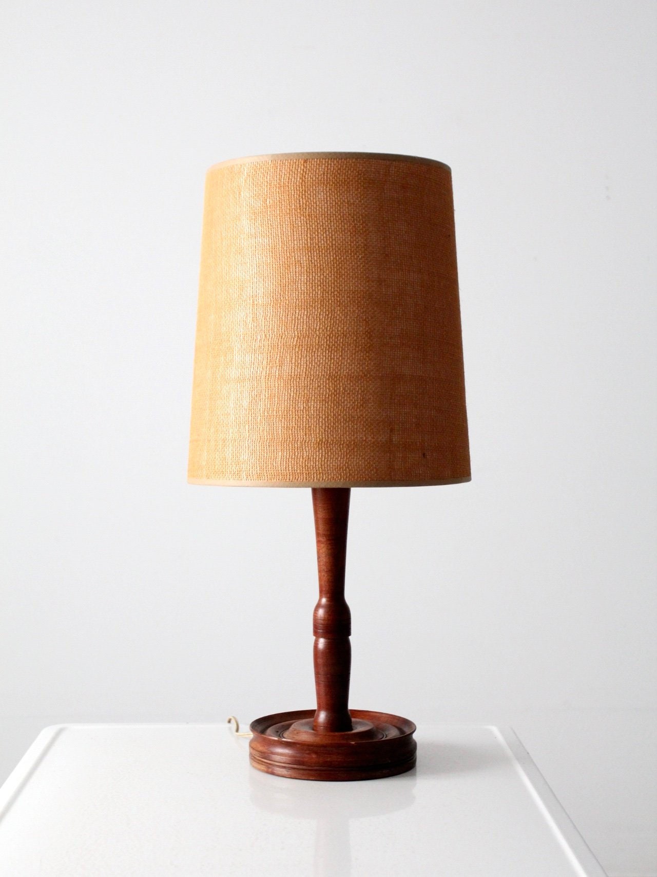 Mid Century Turned Wood Table Lamp Wooden Candlestick Mid Century Turned Wood Table Lamp, Turned Wooden Lamp Shades