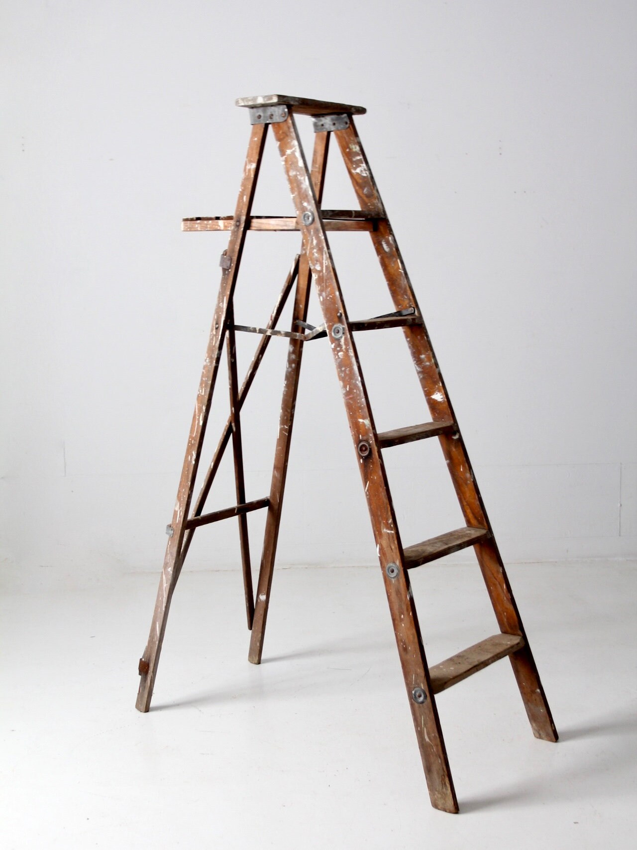 Vintage Painter's Ladder Wood Ladder Tall Folding Ladder | Etsy