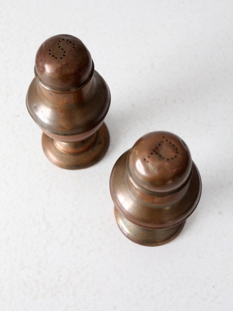 vintage copper salt and pepper shakers image 5