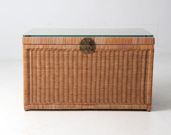 vintage rattan trunk with glass top